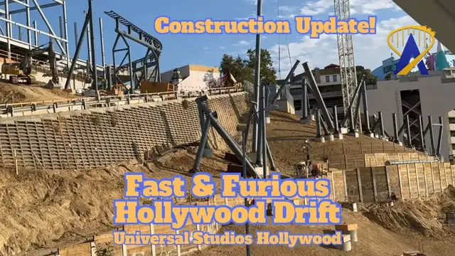 'Video thumbnail for Fast & Furious Hollywood Drift Roller Coaster Construction Update for August 2024'