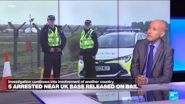 Video thumbnail for Investigation 'ongoing': UK police release on bail five men held over airbase incident