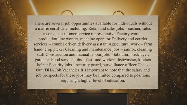 'Video thumbnail for Jobs Opportunities without Matric Certificate – General'