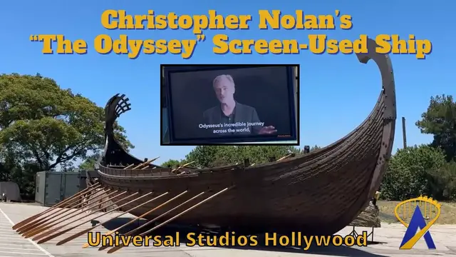 Video thumbnail for Christopher Nolan's "The Odyssey" screen-used ship at Universal Studios Hollywood