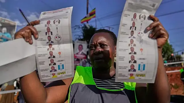 Video thumbnail for With polls closed, vote counts are underway in Uganda presidential election