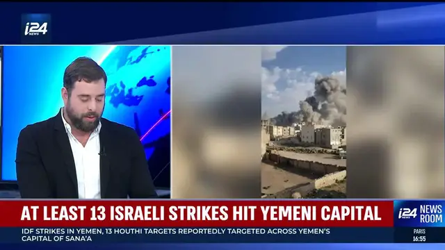 'Video thumbnail for At least 13 Israelis strikes hit Yemeni capital'