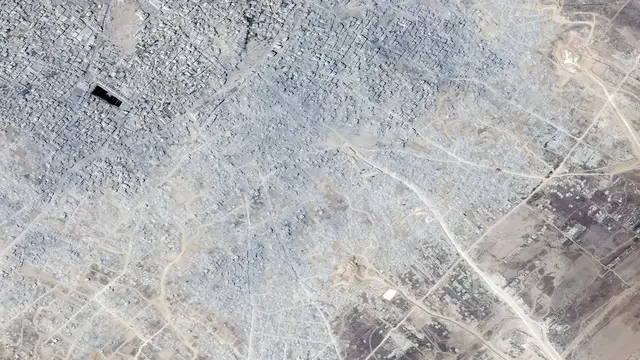 'Video thumbnail for Satellite images show Israel has totally destroyed areas of Gaza City'