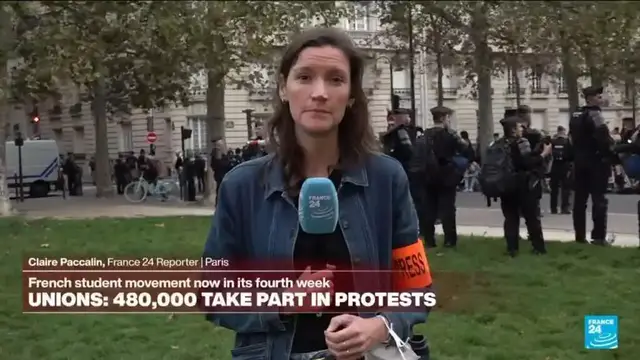 Video thumbnail for Student protesters tell police to join them in Paris demonstrations