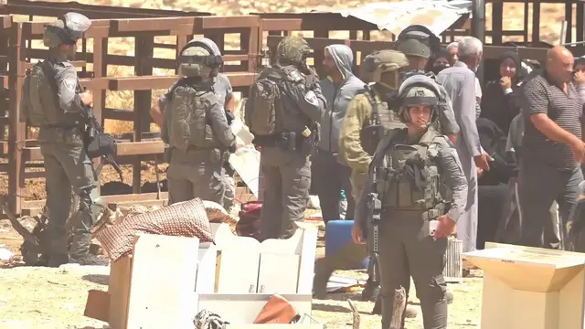 Video thumbnail for Israeli army demolishes Palestinian homes in West Bank.