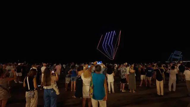 Video thumbnail for France: Drone show marks 10th anniversary of Nice attack.