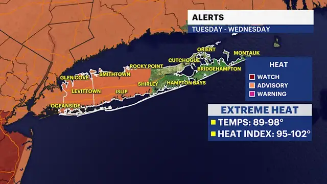 Video thumbnail for HEAT ALERT: Potentially dangerous heat, poor air quality for Long Island midweek