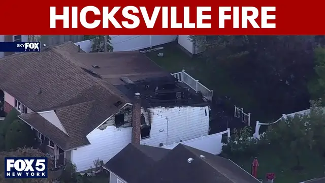 Video thumbnail for Fire rips through home in Hicksville, at least 1 person injured