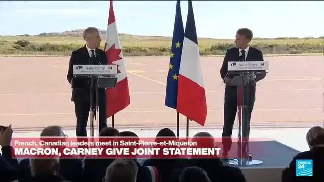 Video thumbnail for Replay: Macron, Carney hail new chapter on France-Canada ties at St. Pierre and Miquelon meeting