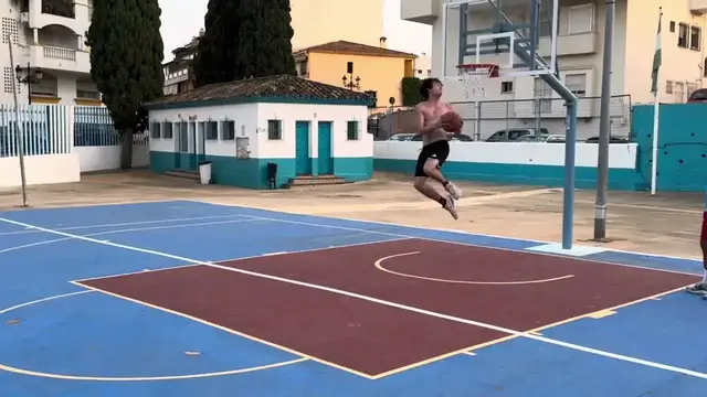 'Video thumbnail for austin bourque: beach basketball dunk session'