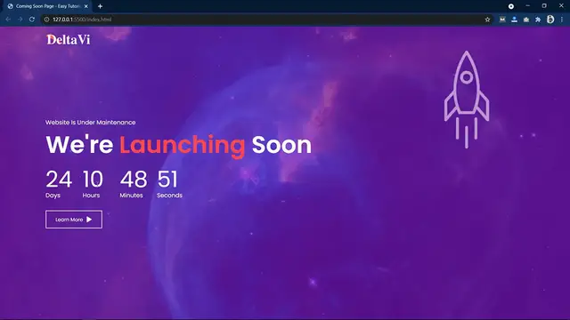 Video thumbnail for How To Make A Website Coming Soon Page Using HTML CSS & JavaScript with Time Date Countdown