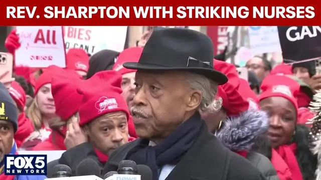 Video thumbnail for Rev. Al Sharpton speaks with striking nurses