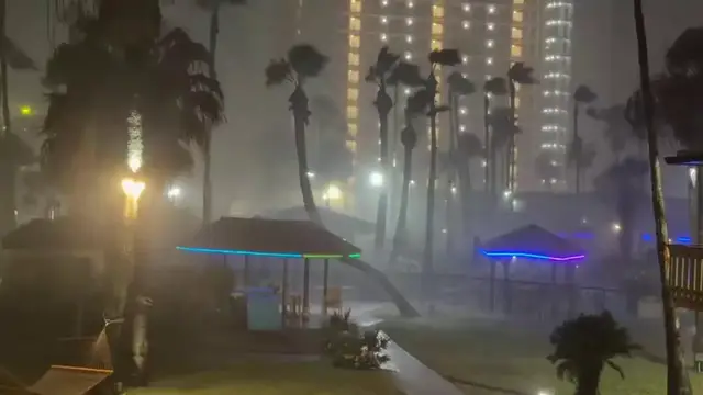 Video thumbnail for US: Blinding Lightning Storm Engulfs South Padre Island In Torrential Night Downpour.