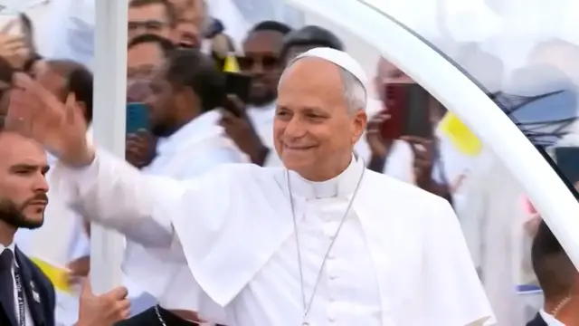 Video thumbnail for Huge crowds cheer Pope Leo as he leads open-air Mass in Paris
