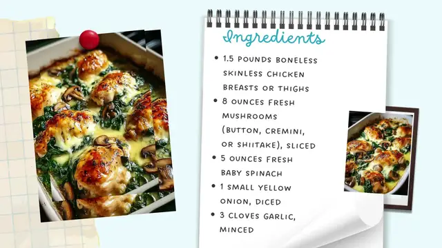 Video thumbnail for Chicken, Spinach & Mushroom Low-Carb Bake – Creamy, Cheesy & Satisfying