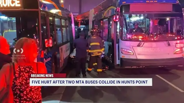 Video thumbnail for 5 passengers hurt after MTA bus crash in Hunts Point