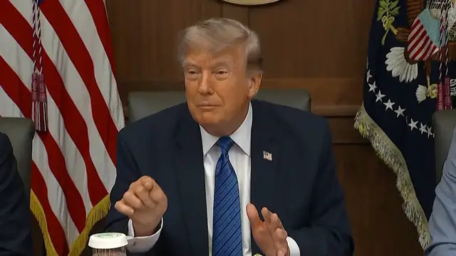 Video thumbnail for Trump mimics sound of Patriot missile interceptions