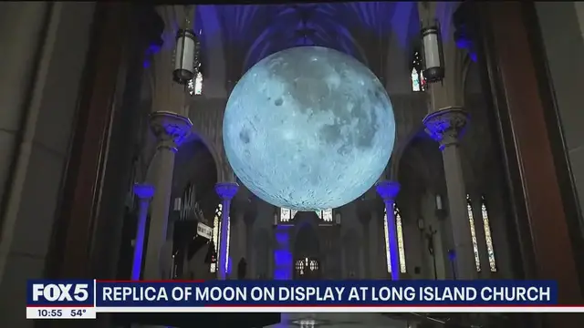 'Video thumbnail for Replica of moon on display at Long Island church'