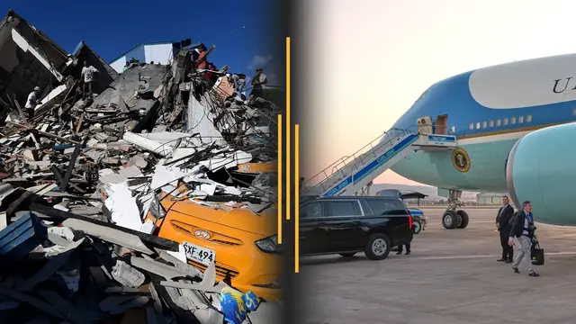 Video thumbnail for Colombia crews search for quake survivors; Trump’s secret Air Force One switch in Turkey