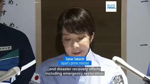 Video thumbnail for PM Sanae Takaichi visits quake-hit southern Japan as cleanup begins in intense heat