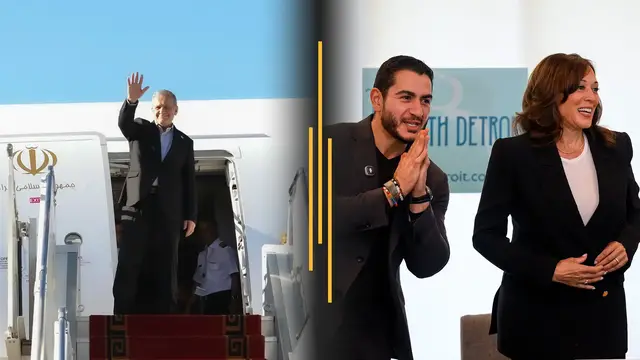 Video thumbnail for Iran’s president set for UN stage after Trump threat; Harris campaigns with El-Sayed
