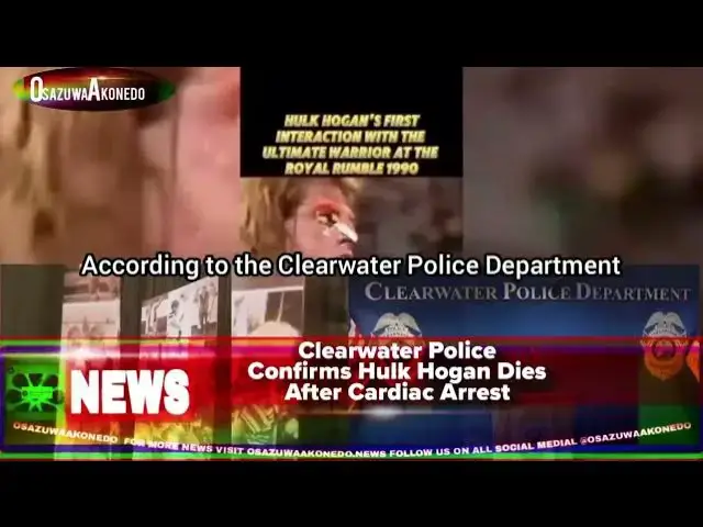 'Video thumbnail for Clearwater Police Confirms Hulk Hogan Dies After Cardiac Arrest'