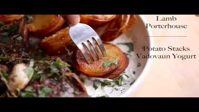 'Video thumbnail for Lamb Porterhouse & Potato Stacks'