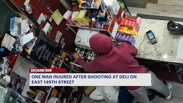 Video thumbnail for Man shot in the chest during gunpoint robbery inside Highbridge deli