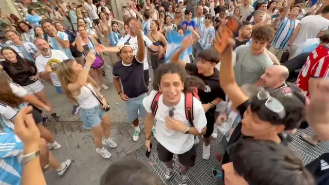 Video thumbnail for Spain: 20260707_Argentine fans celebrate victory in Madrid_ h199_001.