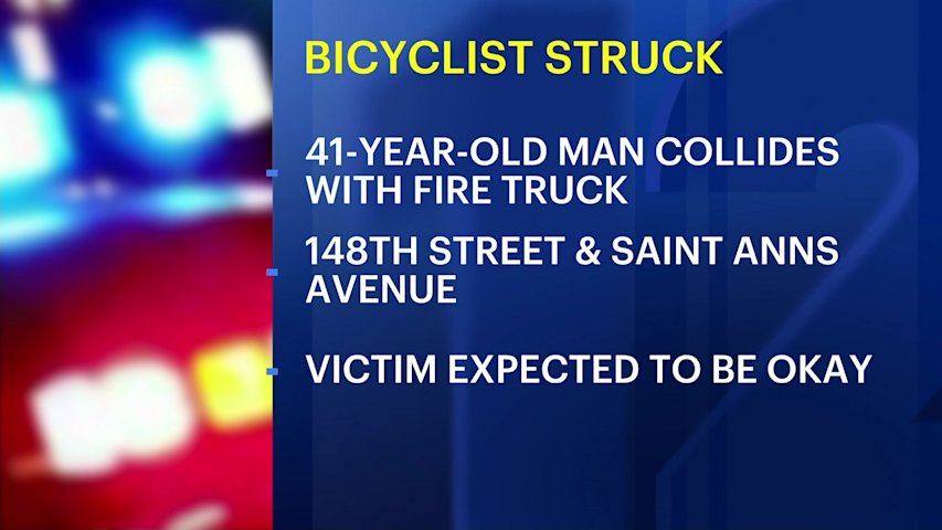 Video thumbnail for Bicyclist struck after colliding with firetruck in Mott Haven