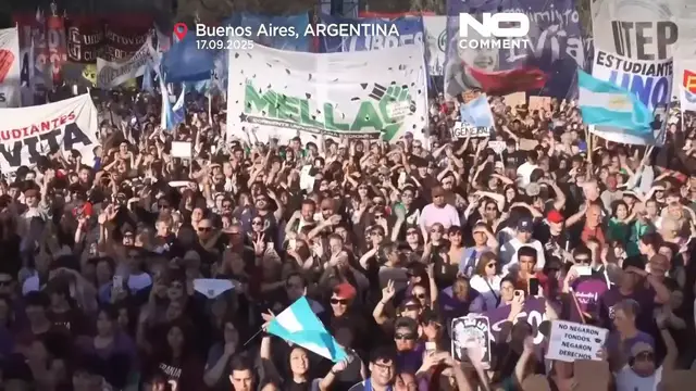 'Video thumbnail for Congress rejects Milei vetoes as thousands rally outside in Buenos Aires'