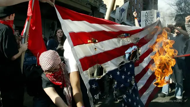 'Video thumbnail for Trump's flag-burning order draws rare rebuke from conservatives'