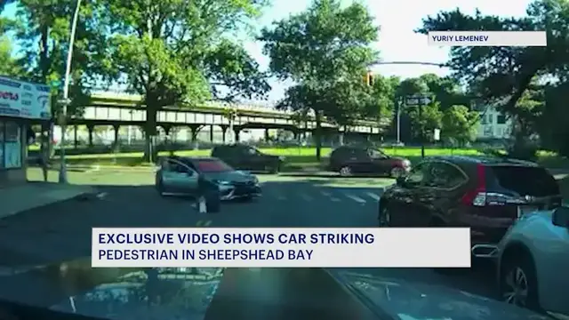 Video thumbnail for Shocking video shows the moments a car hits a woman in Sheepshead Bay