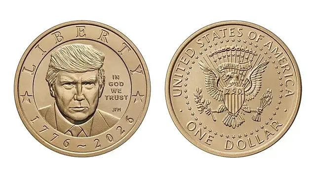 Video thumbnail for US Treasury issues $1 coin with Trump's face on it