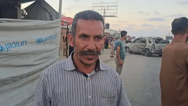 Video thumbnail for Israeli drone strike targets civilian vehicle in central Gaza.