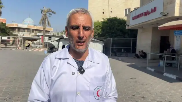 Video thumbnail for Israeli drone strike on Gaza hospital injures 4, damages medical facilities.
