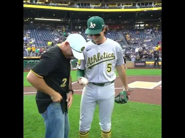 'Video thumbnail for Jack Wilson Throws Out First Pitch to Son, Jacob Wilson!'