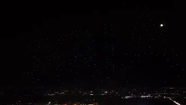 Video thumbnail for Syria: Illuminated Drones During Damascus International Fair.