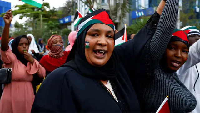 'Video thumbnail for Hundreds gather at 'Free Palestine' protest in Nairobi in support of Palestinians'