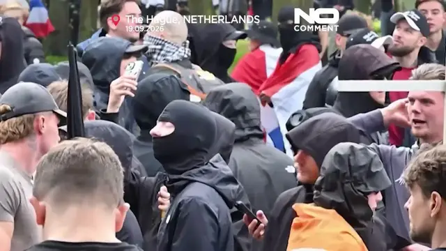 Video thumbnail for Police clash with far-right protesters at anti-immigration rally in The Hague