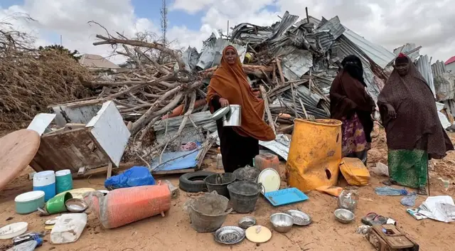 'Video thumbnail for Somalia evictions: Anger in Mogadishu as government bulldozers demolish homes for 'development''
