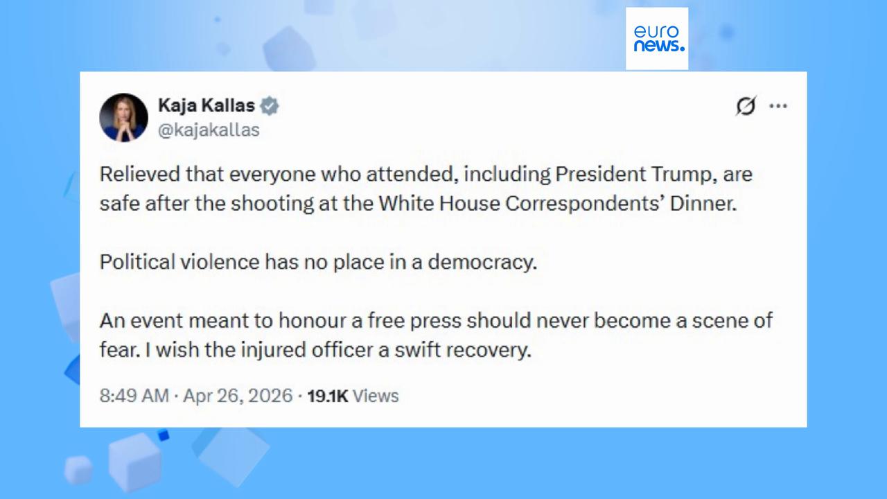 Video thumbnail for World leaders react to White House press dinner shooting: no place for violence in democracy