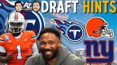 'Video thumbnail for Titans get help from Myles Garrett hinting at 2025 NFL Draft curveball'