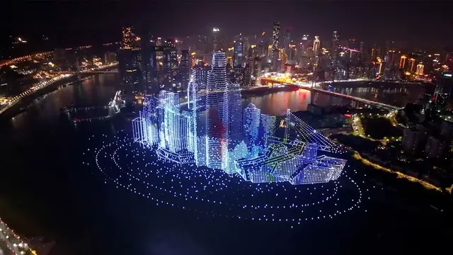 Video thumbnail for Largest drone show lights up sky in Shenzhen, China