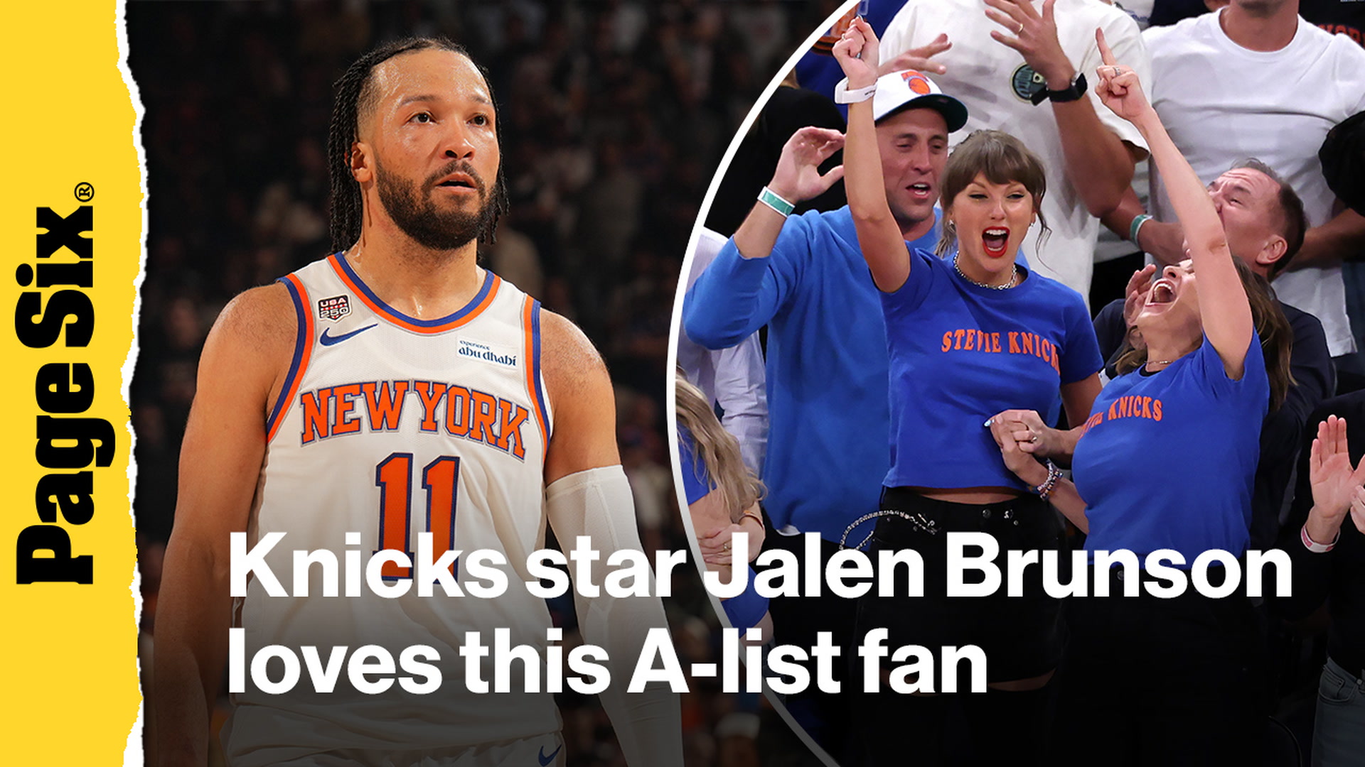 Video thumbnail for Knicks star Jalen Brunson reveals A-lister he looks for on celebrity row every game