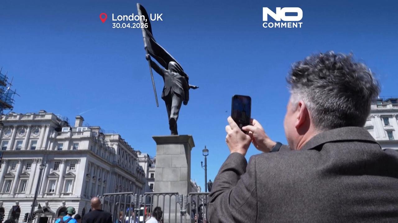Video thumbnail for Crowds gather in central London after Banksy confirms new statue