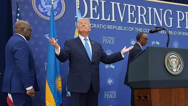 Video thumbnail for Trump praises leaders of Rwanda and DR Congo as they sign a peace deal