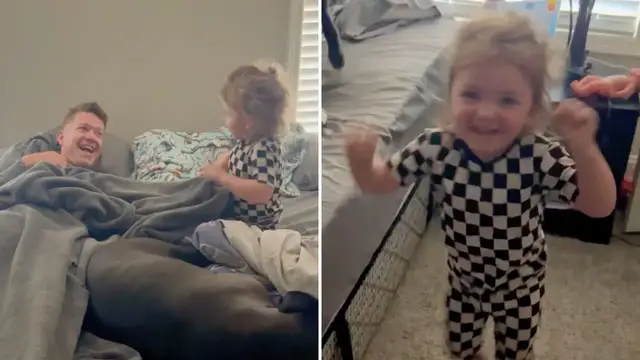 'Video thumbnail for Daughter Jumps For Joy When She Realizes Soldier Dad Has Returned Home And Is Hiding In Bed'