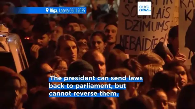 'Video thumbnail for Thousands protest against Latvia's potential withdrawal from Istanbul Convention'