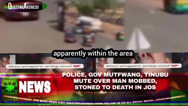 Video thumbnail for Police, Gov Mutfwang, Tinubu Mute Over Man Mobbed, Stoned To Death In Jos